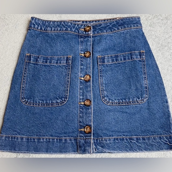 Free People We The Free Mini Skirt Womens 25 Denim Button Front Super High Rise - Picture 1 of 5